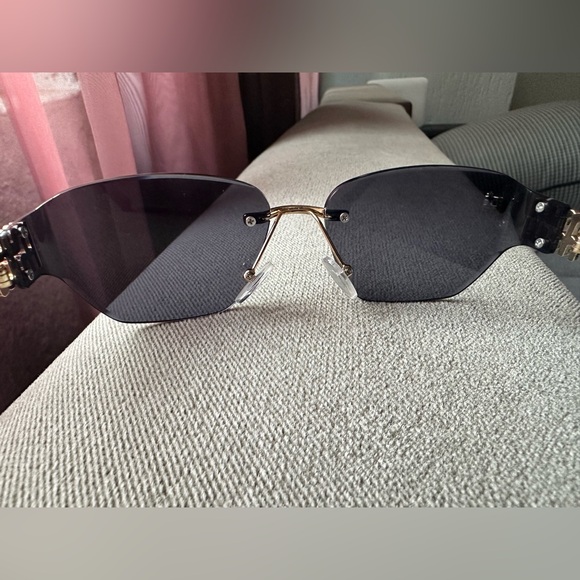 Miu Miu Shield Sunglasses – Black/Gold (Style WH4085) - Picture 5 of 11